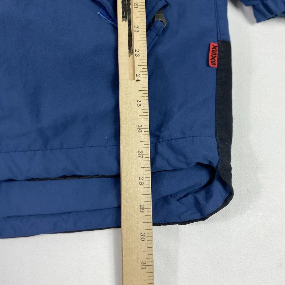 EXES Jacket Mens Small Blue Hooded Fleece Lined Ski Parka Outdoor Stripe Vintage